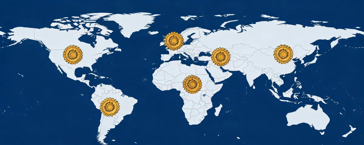 Map of Hensley regional undercarriage parts hubs worldwide