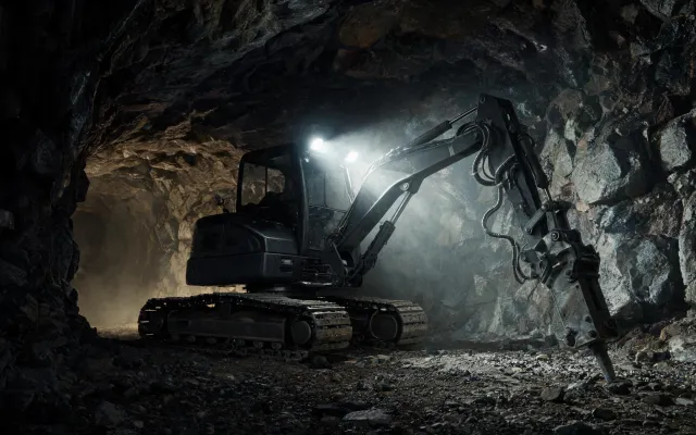 Underground drift compact excavator undercarriage